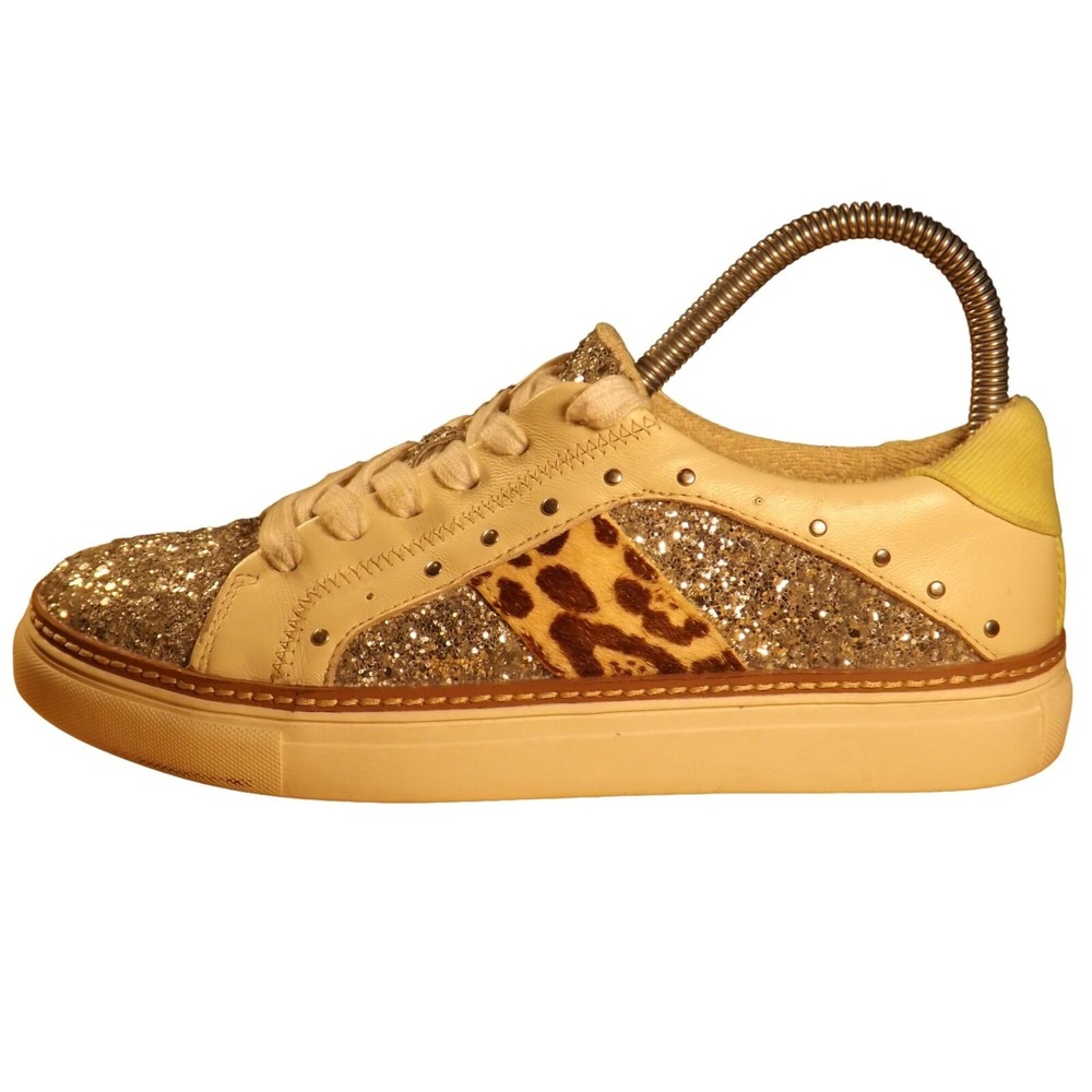 Crown Vintage Sneakers Womens Sz 7.5 Lace Up Multi Print Boho Hipster Shoes Chic